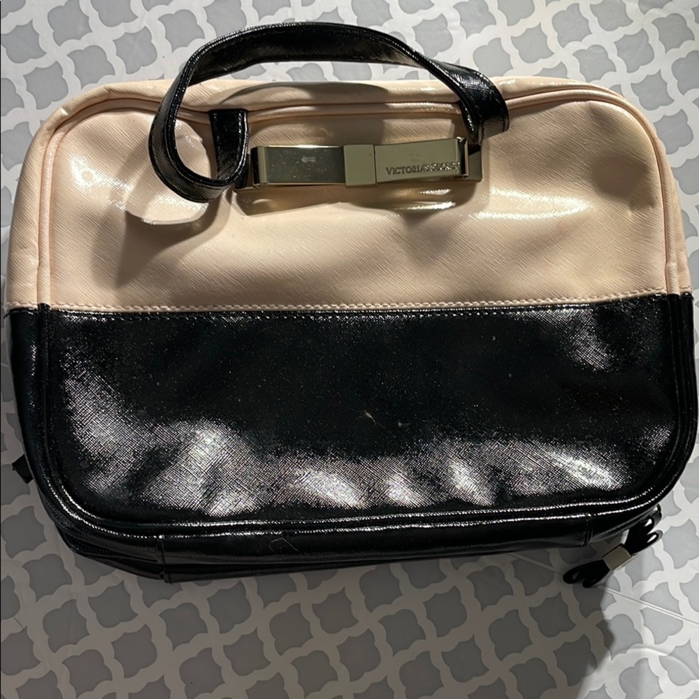 Victoria's Secret Black and Beige cosmetic bag